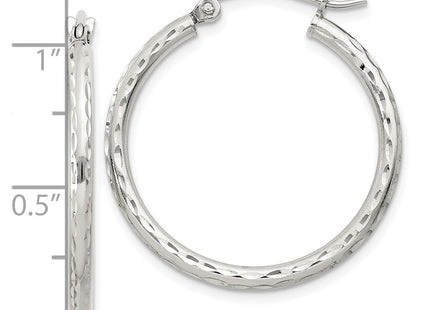 Sterling Silver Diamond Cut Hoop Earrings (Style QE3530SP)