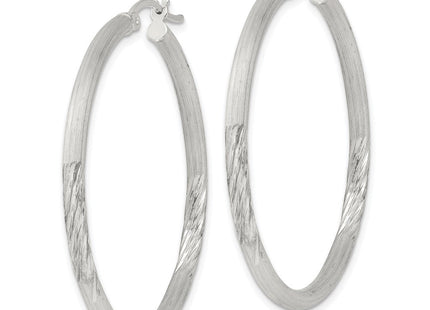 Sterling Silver Polished/Satin D/C Hoop Earrings