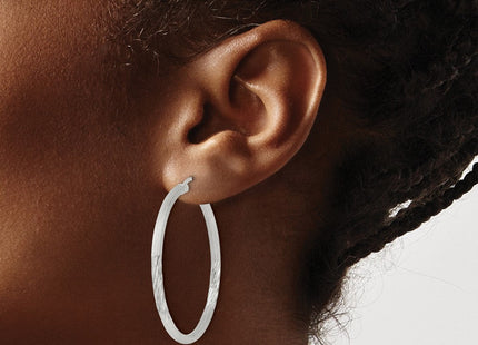 Sterling Silver Polished/Satin D/C Hoop Earrings