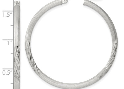 Sterling Silver Polished/Satin D/C Hoop Earrings