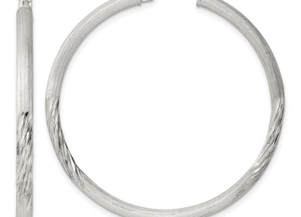 Sterling Silver Polished/Satin D/C Hoop Earrings