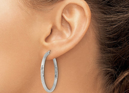 Sterling Silver Polished/Satin D/C Hoop Earrings