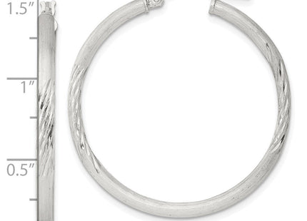 Sterling Silver Polished/Satin D/C Hoop Earrings