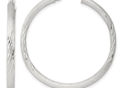 Sterling Silver Polished/Satin D/C Hoop Earrings