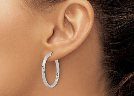 Sterling Silver Polished/Satin D/C Hoop Earrings