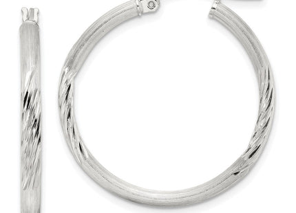 Sterling Silver Polished/Satin D/C Hoop Earrings