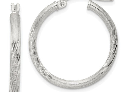 Sterling Silver Polished/Satin D/C Hoop Earrings