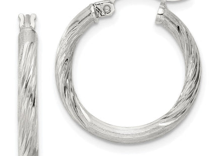 Sterling Silver Polished/Satin D/C Hoop Earrings