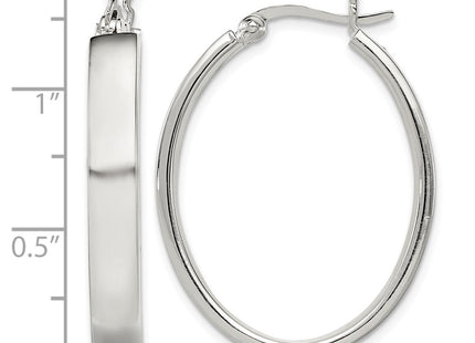 Sterling silver oval hoop earrings, further view
