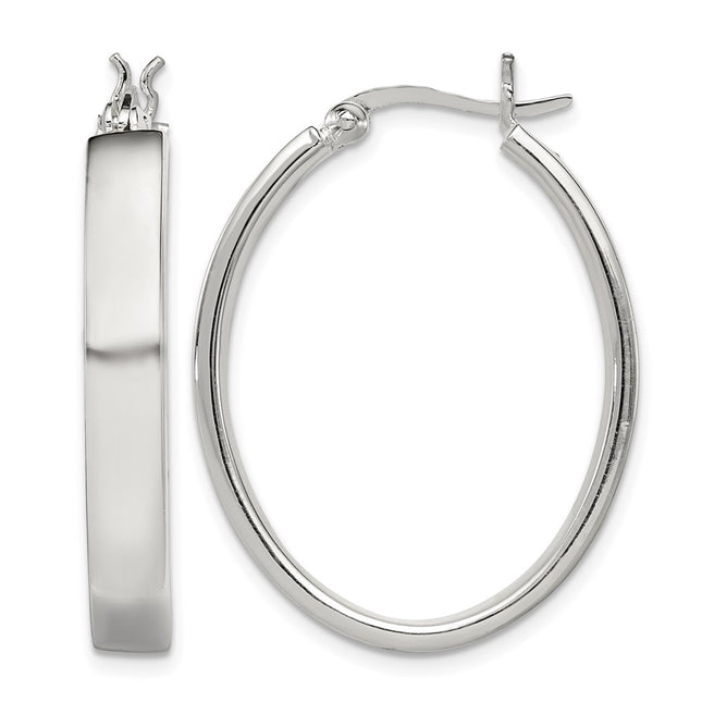 Sterling silver oval hoop earrings
