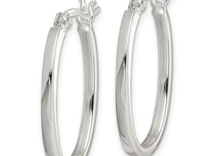 Sterling silver oval hoop earrings, alternate view