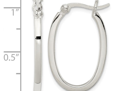 Sterling silver oval hoop earrings, further view