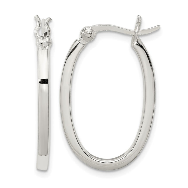 Sterling silver oval hoop earrings