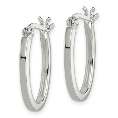 Sterling Silver Square Tube Oval Hoop Earrings, 22 x 2mm