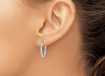 Sterling Silver Square Tube Oval Hoop Earrings (Style QE3684)