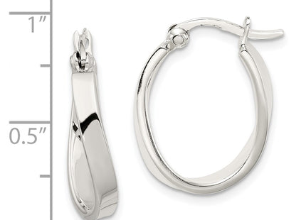 Sterling silver oval hoop earrings, further view