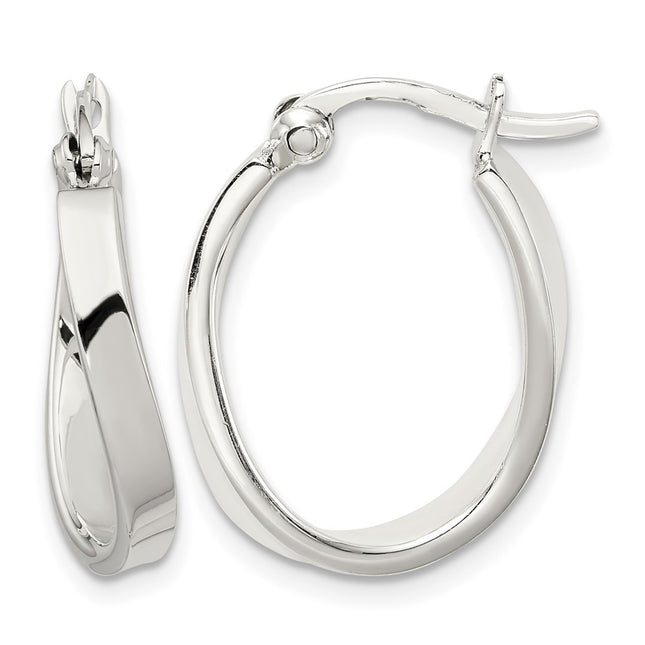 Sterling silver oval hoop earrings