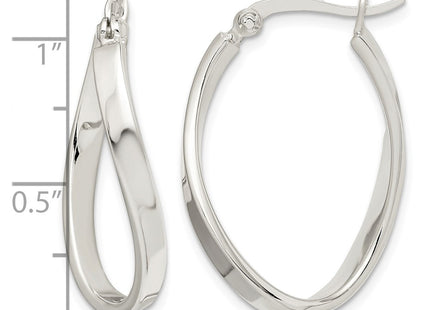 Sterling silver oval hoop earrings, further view