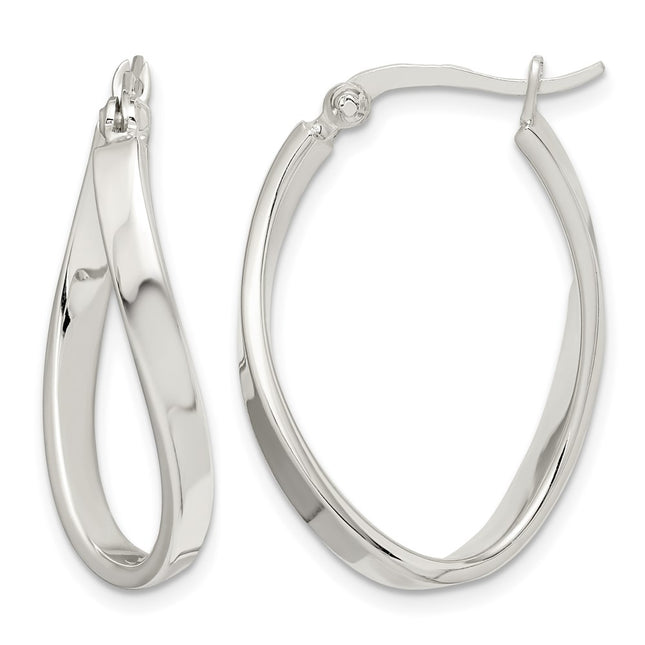 Sterling silver oval hoop earrings