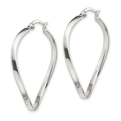 Sterling Silver Polished & Twisted Oval Hoop Earrings, 40 x 31mm