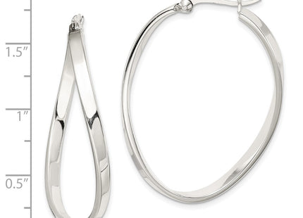 Sterling silver oval hoop earrings, further view