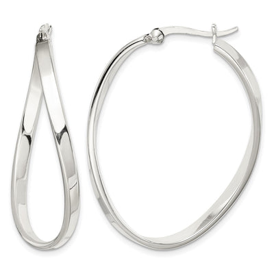 Sterling silver oval hoop earrings