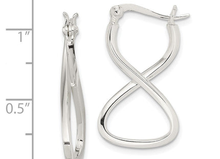Sterling Silver Polished & Twisted Oval Hoop Earrings