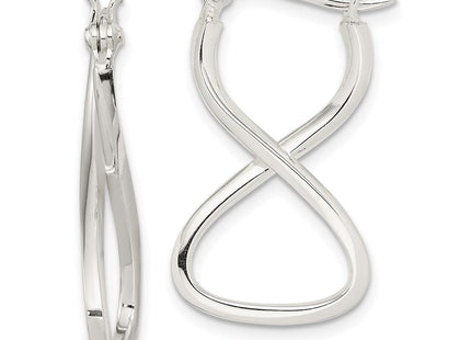 Sterling Silver Polished & Twisted Oval Hoop Earrings