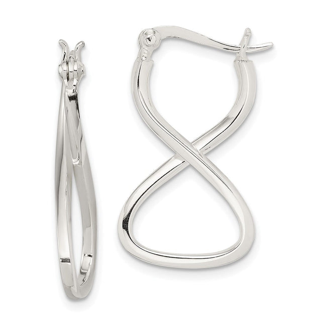 Sterling Silver Polished & Twisted Oval Hoop Earrings, 28 x 17mm