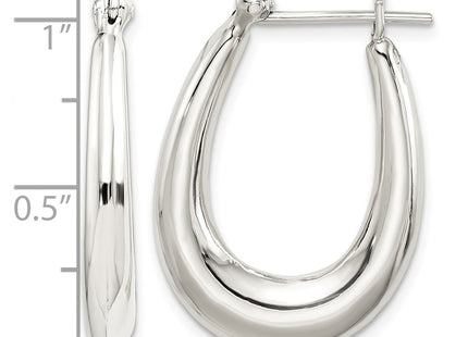 Sterling silver oval hoop earrings, further view