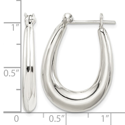 Sterling Silver Polished & Tapered Oval Hoop Earrings, 25 x 19mm
