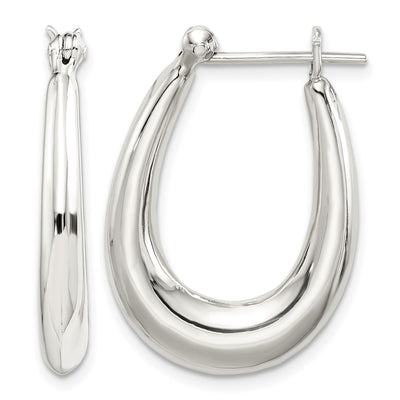 Sterling Silver Polished & Tapered Oval Hoop Earrings, 25 x 19mm