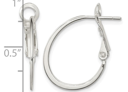 Sterling silver oval hoop earrings, further view