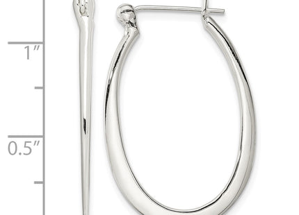 Sterling silver oval hoop earrings, further view