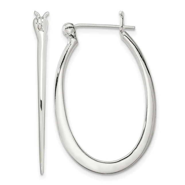 Sterling silver oval hoop earrings
