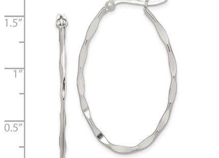 Sterling silver oval hoop earrings, further view