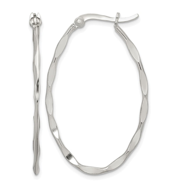 Sterling silver oval hoop earrings