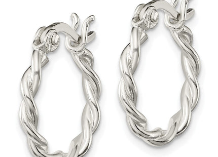 Sterling Silver Satin Twisted Hoop Earrings (Style QE3784)