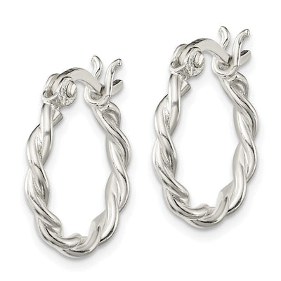 Sterling Silver Satin Twisted Hoop Earrings, 16.5 x 2mm