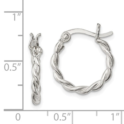 Sterling Silver Satin Twisted Hoop Earrings, 16.5 x 2mm
