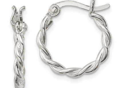 Sterling Silver Satin Twisted Hoop Earrings (Style QE3784)