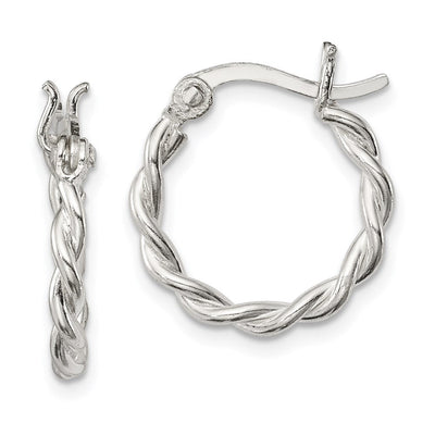 Sterling Silver Satin Twisted Hoop Earrings, 16.5 x 2mm