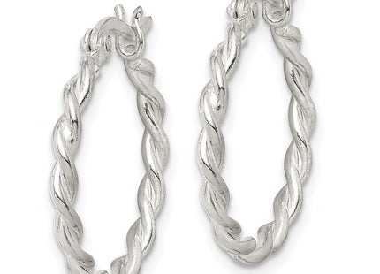 Sterling Silver Twisted Hoop Earrings (Style QE3790)