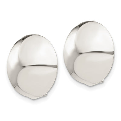 Sterling Silver Polished Non-Pierced Circle Button Earrings, 18 x 18mm