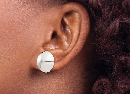 Sterling Silver Polished Non-Pierced Circle Button Earrings