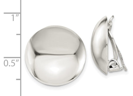Sterling Silver Polished Non-Pierced Circle Button Earrings