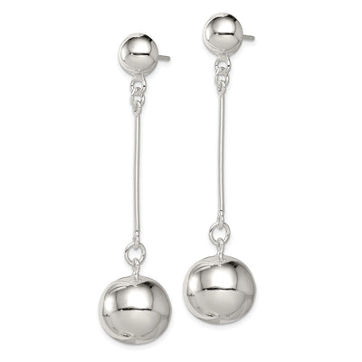 Sterling Silver Polished Ball Post Dangle Earrings