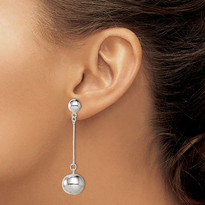 Sterling Silver Polished Ball Post Dangle Earrings