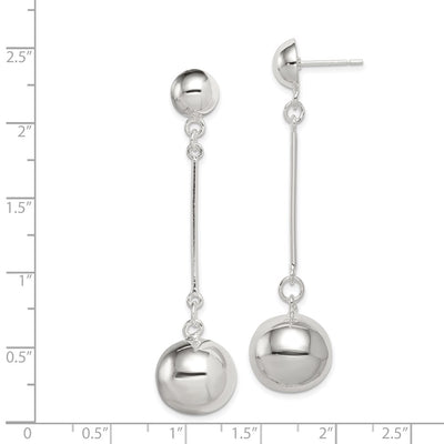 Sterling Silver Polished Ball Post Dangle Earrings