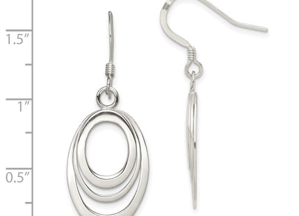 Sterling Silver Polished Triple Oval Dangle Earrings